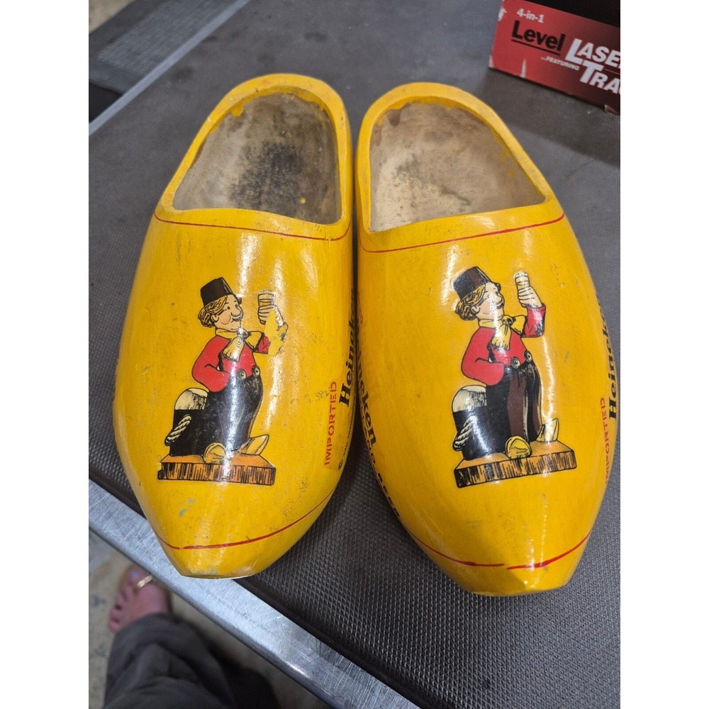 Heineken Wooden Clogs Dutch Shoes Holland Souvenir Novelty Decor Yellow